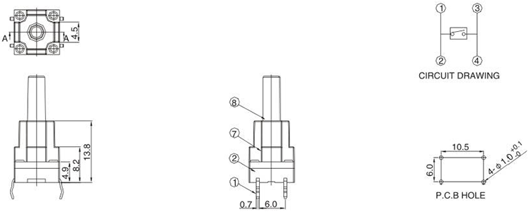 4脚防水轻触开关TS-3008尺寸图.png